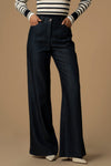 Pantaloni larghi in denim con bottone gioiello - Pantaloni  Eraldo Kocca