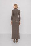 Long knitted polo neck dress with a beaded scarf detail - ENZA Knit Dress