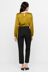 Blouse with a round neckline, long sleeves and a side tie - ALCINO Blouse