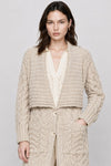 Cardigan long en grosse maille torsadée avec col châle - Manteau en maille ERINNO