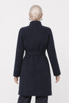 Women's overcoat with a high collar and a belted waist - OVILIO coat