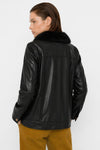 Chaqueta de cuero con cuello de pelo sintético y cremallera - Chaqueta de piel sintética EMERAUDE