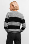 Women's crew neck jumper with a striped cable knit - LAK Jersey