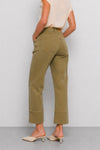 Pantalones de algodón elástico, tiro alto y bajo con vuelta - Pantalones ENIO Color