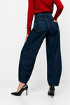 Jeans da donna a vita alta e gamba larga in 100% cotone - Pantalone Denim ODDO