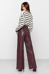 Pantaloni in ecopelle lucida a vita alta e gamba larga - Pantalone Ecopelle EUSTOLIA
