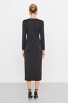Robe midi drapée à manches longues avec détail en métal - Robe MIKIX