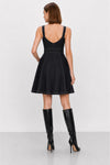 Sleeveless denim dress with wide straps and a flared skirt - Dress ALEGRAX