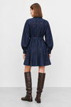 Denim shirt dress with a button-down front and a belt - Denim Dress  LUNAX