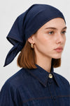 Headscarf in herringbone denim fabric with a tie closure - Scarf NERAMX