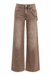 Wide-leg jeans with a high waist and decorative chain - Trousers CARAMELX