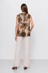 Blouse sans manches à col montant et motif floral - Top SOFFICIX