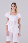 Blusa volant in cotone - BLUSA ORTIDEX Kocca