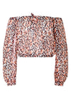 Blusa corta animalier con spalle scoperte e maniche a sbuffo - BLUSA PICNUA