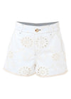 Pantaloncini in cotone con ricamo floreale e pizzo - SHORT SIRENO