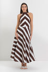 Robe longue à rayures en coton avec col américain - Robe FILOSYX