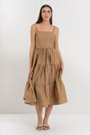 Abito midi in cotone a balze con spalline regolabili - Abito LUANEX