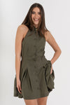 Abito da donna in cotone con scollo all'americana e bottoni - Abito LUBBYX
