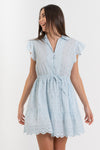 Summer dress in eyelet cotton with a tiered skirt - Dress JUSAX
