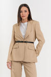 Veste femme droite à rayures avec ceinture et poches - Chemise HULAYX