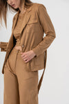 Giacca effetto suede con tasche e cintura - Giacca BAMBIX Kocca