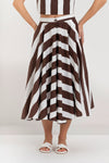 Flared midi skirt in striped cotton with a high waist - Skirt LONGAX