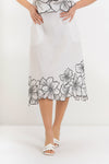 Falda midi de algodón con bordado floral y cintura elástica - Falda KAADX