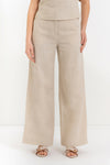 Pantalon femme taille haute et jambe large en lin et coton - Pantalon KARYX
