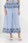 Pantaloni da donna a palazzo gessati con orlo ricamato - Pantalone Fashion MINZAJAX