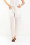 Women's wide-leg cotton trousers with vertical stripes - Dress MINYTHX