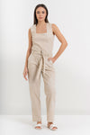 Women's trousers in cotton and linen with floral embroidery - Trousers TERBERX