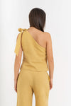 One-shoulder top with a bow in linen, cotton and ramie - Top KARTHONX