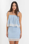 Top da donna in cotone con pizzo e spalline da annodare - Top KIRAKIX