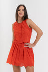 Women's sleeveless cotton top with embroidery and buttons - Top LANLEX